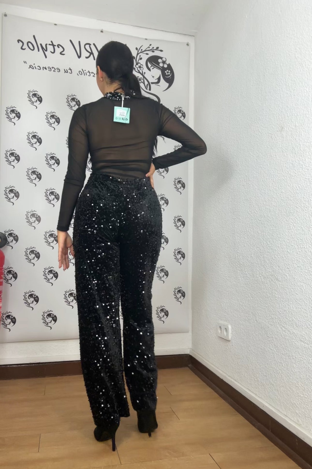 Body transparente lentejuelas